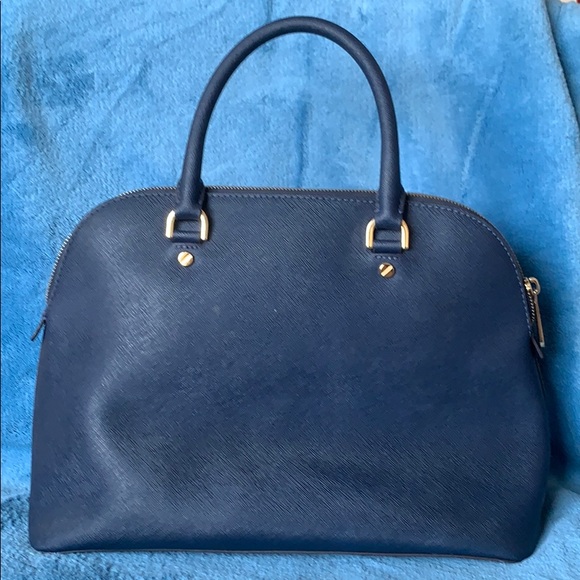 Michael Kors Emmy large Saffiano dome satchel navy - Picture 2 of 8